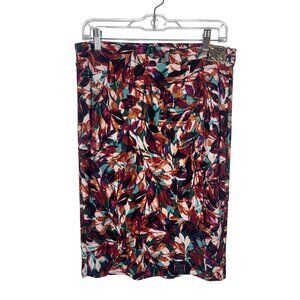 Anne Klein Pencil Skirt M Multicolor Knee Length Stretch Faux Wrap Print